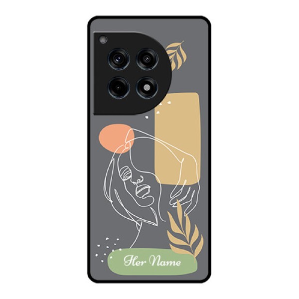 Oneplus 12R 5G Custom Glass Phone Case - Gazing Woman Line Art Design Oneplus 12R 5G Custom Glass Phone Case - Gazing Woman Line Art Design