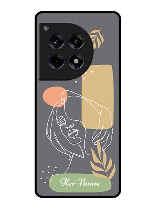 Custom Oneplus 12R 5G Custom Glass Phone Case - Gazing Woman Line Art Design