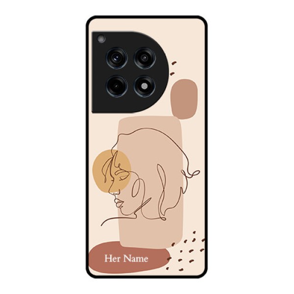 Oneplus 12R 5G Custom Glass Phone Case - Calm Woman Line Art Design Oneplus 12R 5G Custom Glass Phone Case - Calm Woman Line Art Design