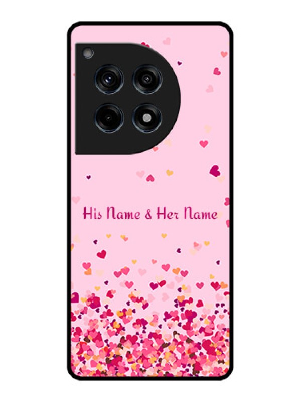 Custom Oneplus 12R 5G Custom Glass Phone Case - Floating Hearts Design
