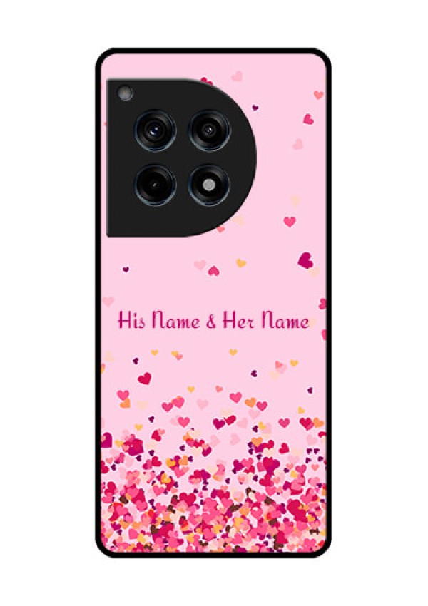 Oneplus 12R 5G Custom Glass Phone Case - Floating Hearts Design