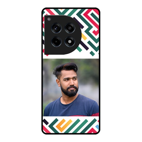 Oneplus 12R 5G Custom Glass Phone Case - Colorful Maze Pattern Design Oneplus 12R 5G Custom Glass Phone Case - Colorful Maze Pattern Design