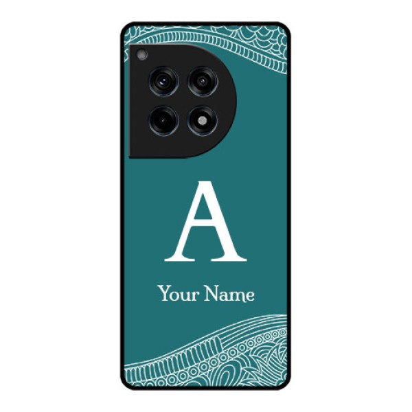 Oneplus 12R 5G Custom Glass Phone Case - Line Art Pattern With Custom Name Design Oneplus 12R 5G Custom Glass Phone Case - Line Art Pattern With Custom Name Design