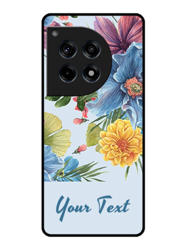 Custom Oneplus 12R 5G Custom Glass Phone Case - Stunning Watercolored Flowers Painting Design