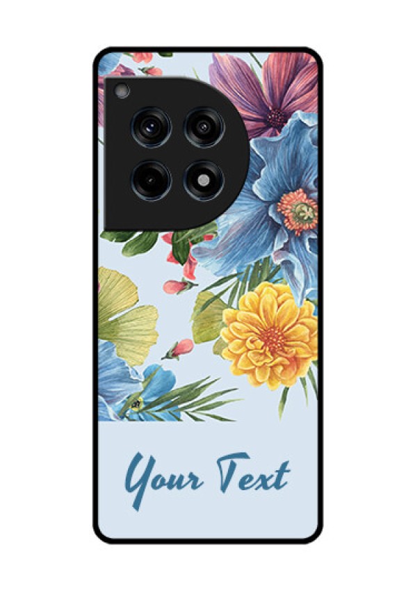 Oneplus 12R 5G Custom Glass Phone Case - Stunning Watercolored Flowers Painting Design