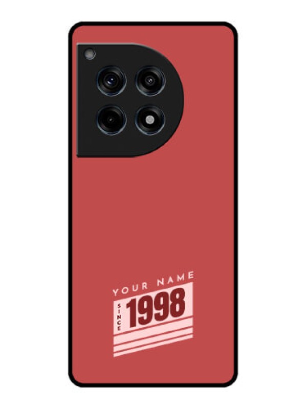 Custom Oneplus 12R 5G Custom Glass Phone Case - Red Custom Year Of Birth Design