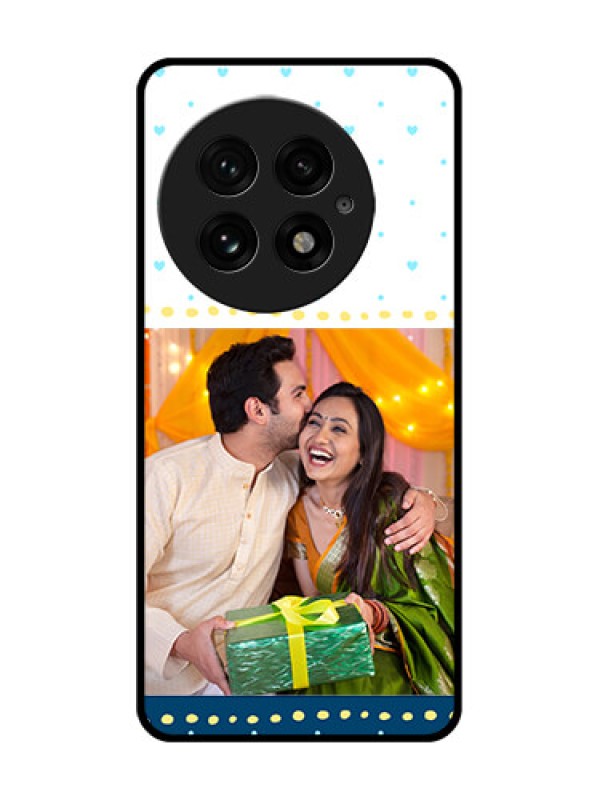 Custom OnePlus 13 5G Custom Glass Phone CaseWhite And Blue Abstract Design