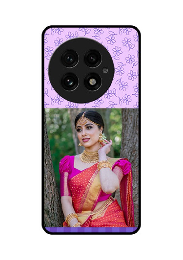 OnePlus 13 5G Custom Glass Phone CasePurple Floral Design