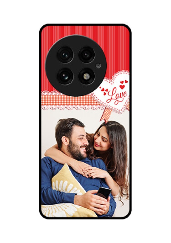 OnePlus 13 5G Custom Glass Phone CaseRed Love Pattern Design