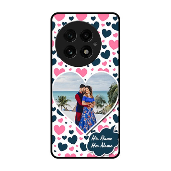 OnePlus 13 5G Custom Glass Phone CasePink and Blue Heart Design OnePlus 13 5G Custom Glass Phone CasePink and Blue Heart Design