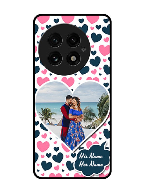 Custom OnePlus 13 5G Custom Glass Phone CasePink and Blue Heart Design