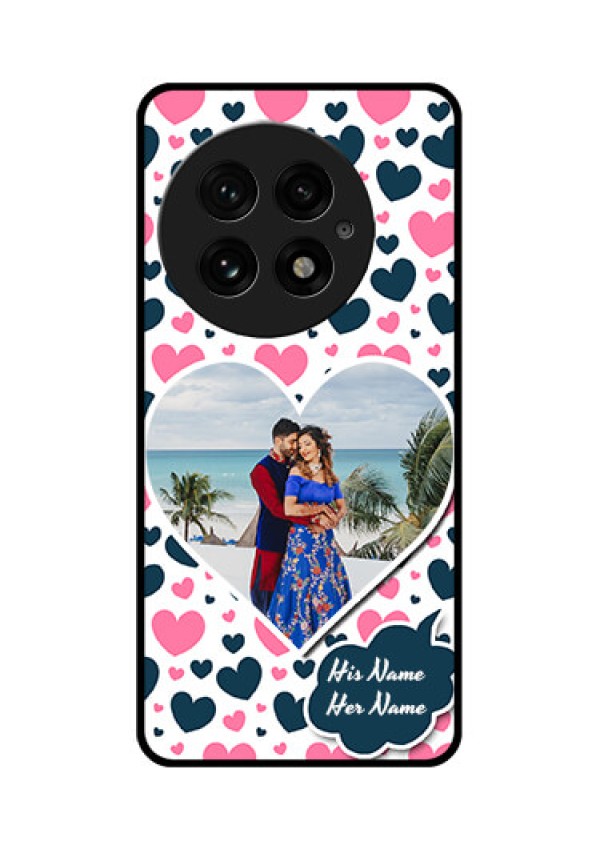OnePlus 13 5G Custom Glass Phone CasePink and Blue Heart Design