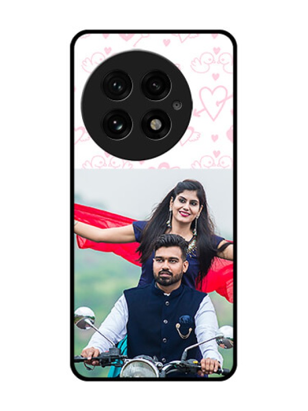 Custom OnePlus 13 5G Custom Glass Phone CasePink Flying Heart Design