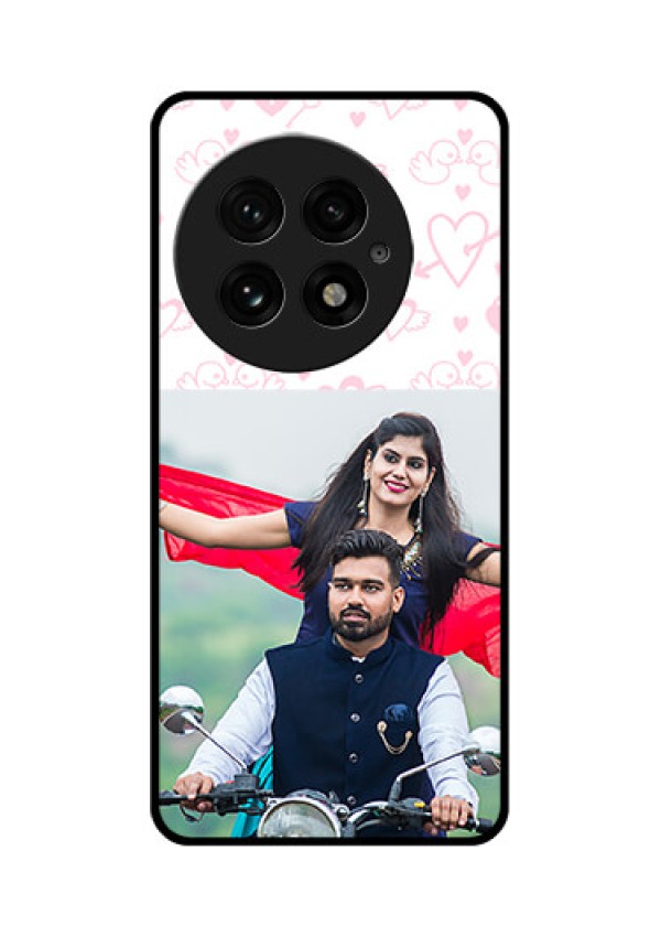 OnePlus 13 5G Custom Glass Phone CasePink Flying Heart Design