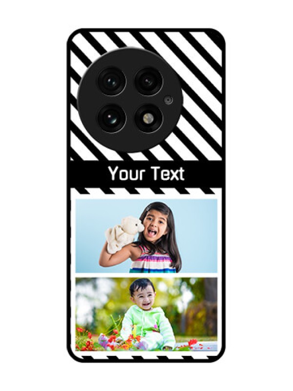 Custom OnePlus 13 5G Custom Glass Phone CaseBlack And White Stripes Design