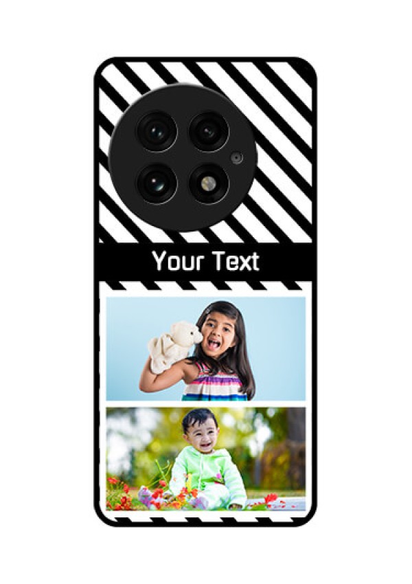 OnePlus 13 5G Custom Glass Phone CaseBlack And White Stripes Design