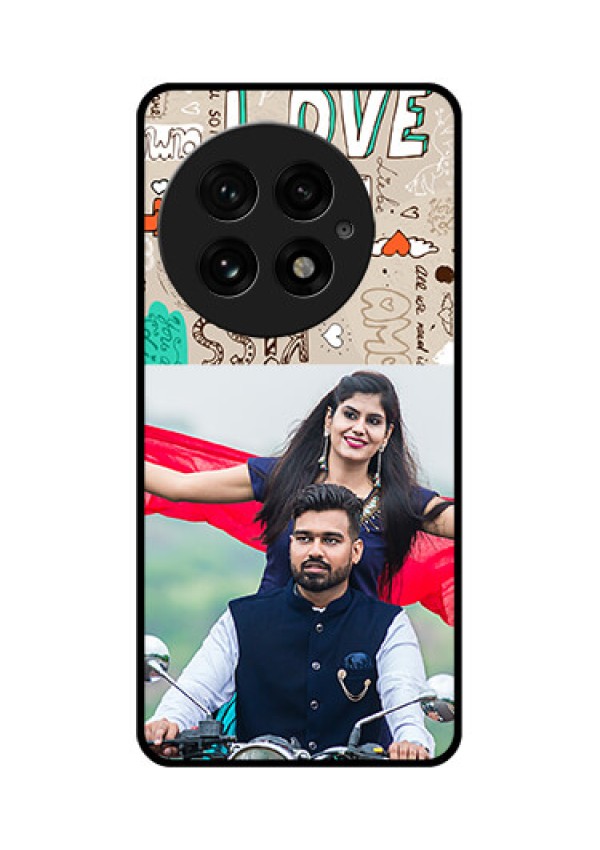 OnePlus 13 5G Custom Glass Phone CaseLove Doodle Pattern