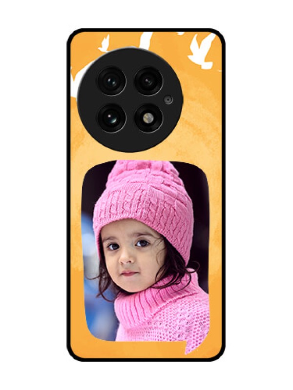 Custom OnePlus 13 5G Custom Glass Phone CaseWater Color Design With Bird Icons