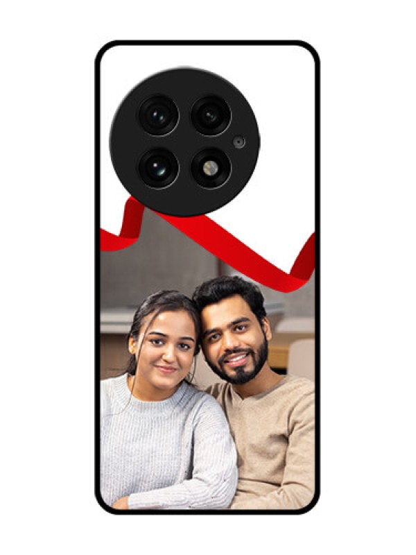 Custom OnePlus 13 5G Custom Glass Phone CaseRed Ribbon Frame Design