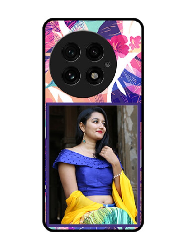 Custom OnePlus 13 5G Custom Glass Phone CaseAbstract Floral Design