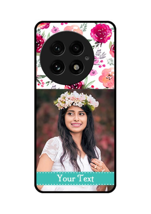 OnePlus 13 5G Custom Glass Phone CaseWater Colors Floral Design
