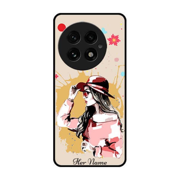 OnePlus 13 5G Custom Glass Phone CaseWomen With Pink Hat Design OnePlus 13 5G Custom Glass Phone CaseWomen With Pink Hat Design