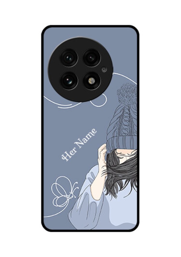 OnePlus 13 5G Custom Glass Phone CaseGirl In Winter Outfit Design