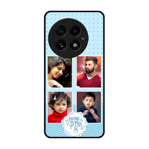OnePlus 13 5G Custom Glass Phone CaseCute Love Quote With 4 Pic Upload Design