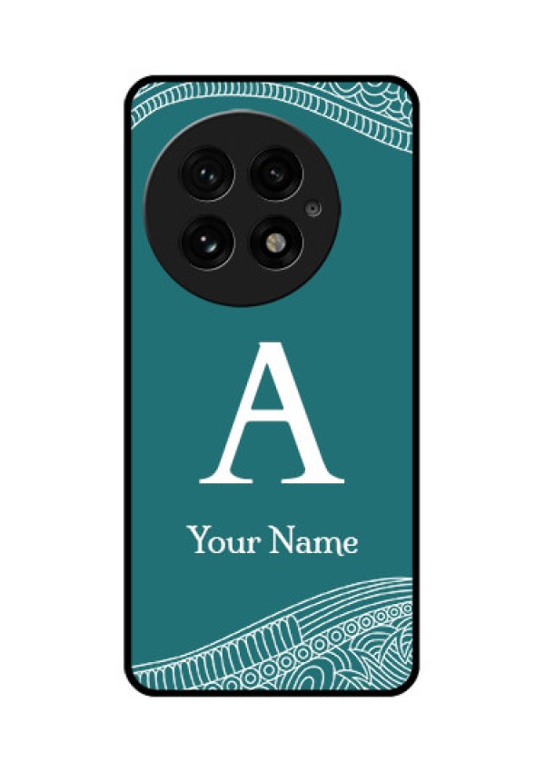 OnePlus 13 5G Custom Glass Phone CaseLine Art Pattern With Custom Name Design