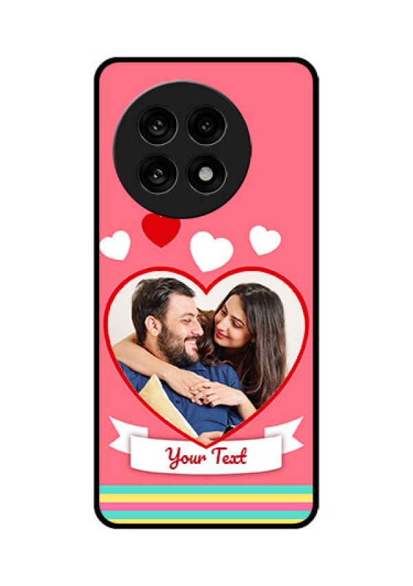 OnePlus 13R 5G Custom Glass Phone Case - Love Shapes Doodle Design