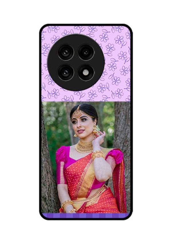 OnePlus 13R 5G Custom Glass Phone Case - Purple Floral Design