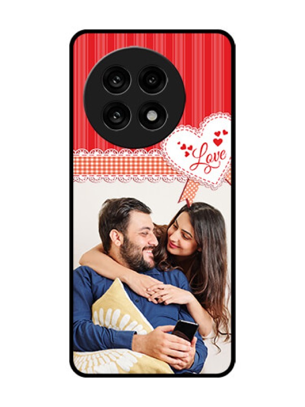 Custom OnePlus 13R 5G Custom Glass Phone Case - Red Love Pattern Design