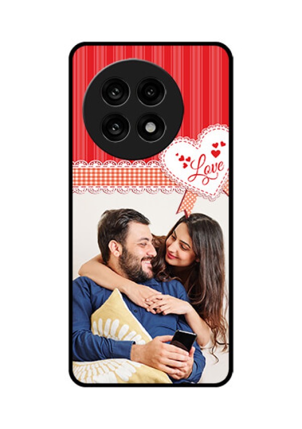 OnePlus 13R 5G Custom Glass Phone Case - Red Love Pattern Design
