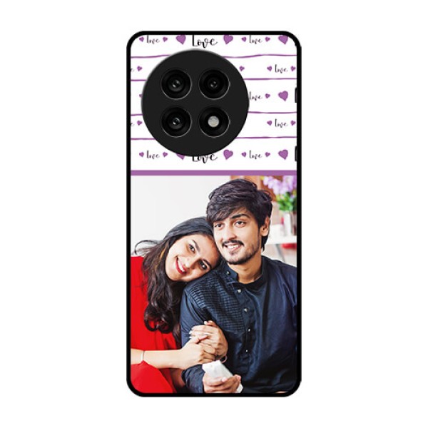 OnePlus 13R 5G Custom Glass Phone Case - Couples Heart Design