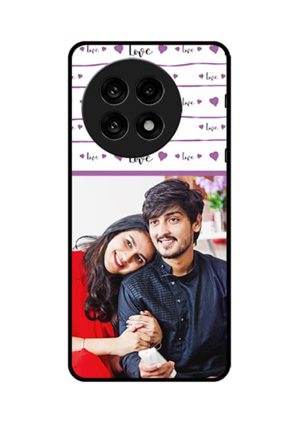 OnePlus 13R 5G Custom Glass Phone Case - Couples Heart Design