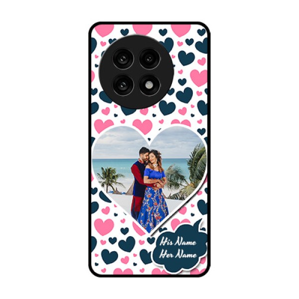 OnePlus 13R 5G Custom Glass Phone Case - Pink and Blue Heart Design OnePlus 13R 5G Custom Glass Phone Case - Pink and Blue Heart Design