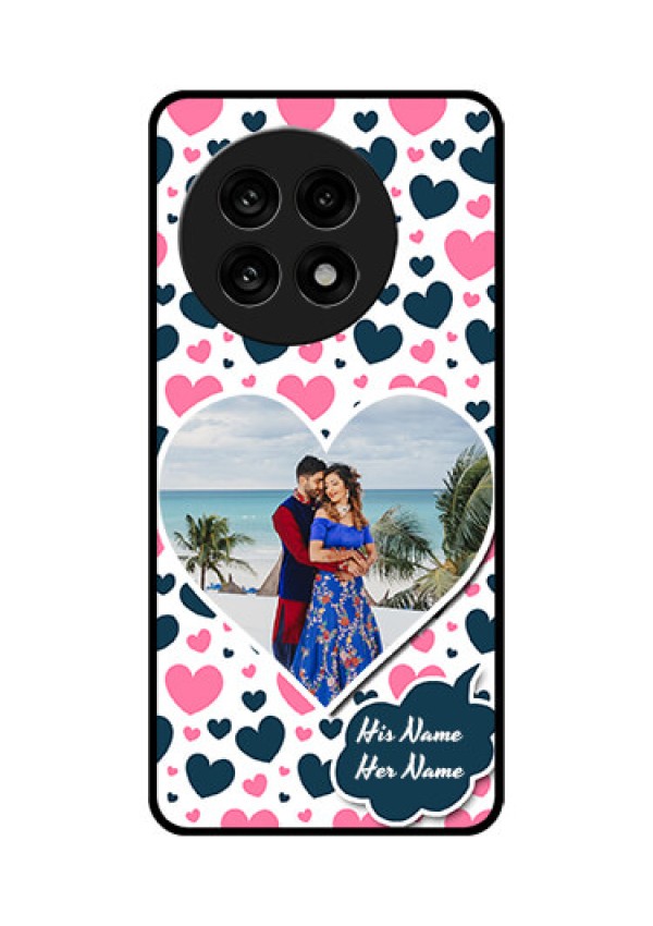 OnePlus 13R 5G Custom Glass Phone Case - Pink and Blue Heart Design