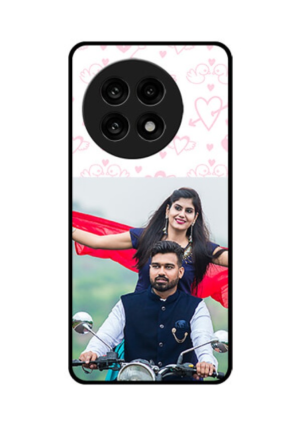 OnePlus 13R 5G Custom Glass Phone Case - Pink Flying Heart Design