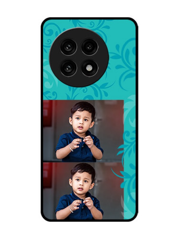 Custom OnePlus 13R 5G Custom Glass Phone Case - With Photo And Green Floral Design