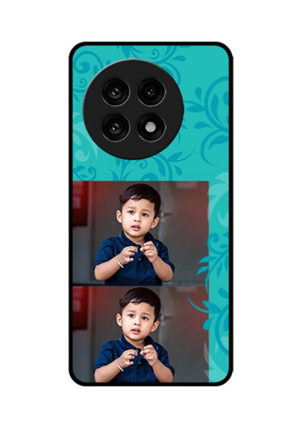 OnePlus 13R 5G Custom Glass Phone Case - With Photo And Green Floral Design