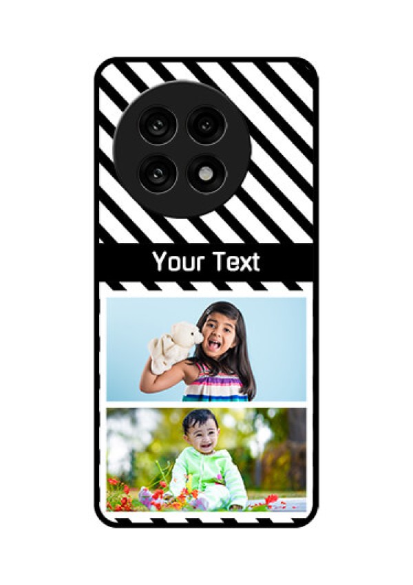 OnePlus 13R 5G Custom Glass Phone Case - Black And White Stripes Design