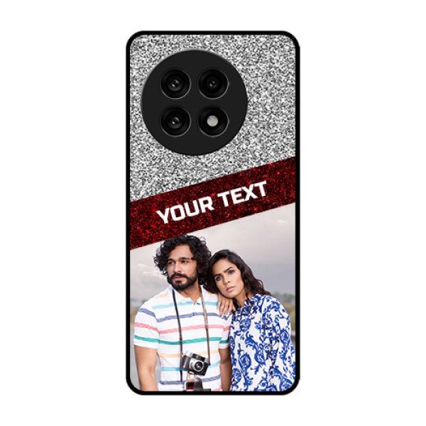 OnePlus 13R 5G Custom Glass Phone Case - Image Holder With Glitter Strip Design
