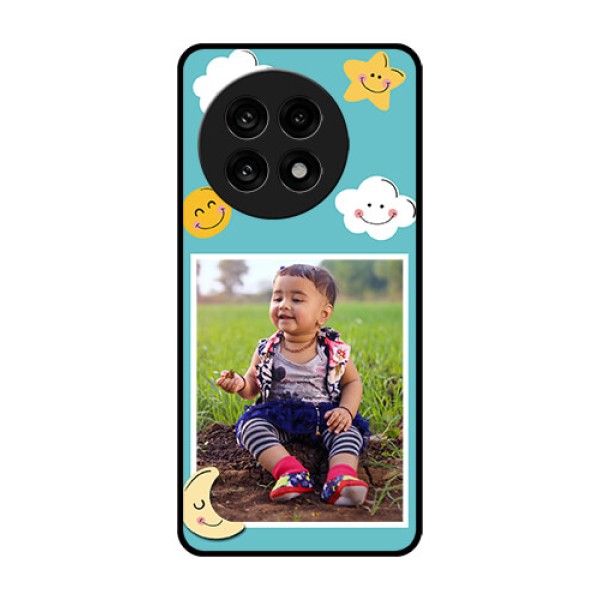 OnePlus 13R 5G Custom Glass Phone Case - Smiley Kids Stars Design