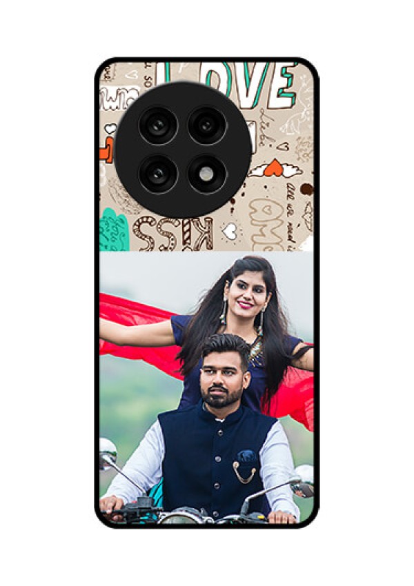 OnePlus 13R 5G Custom Glass Phone Case - Love Doodle Pattern