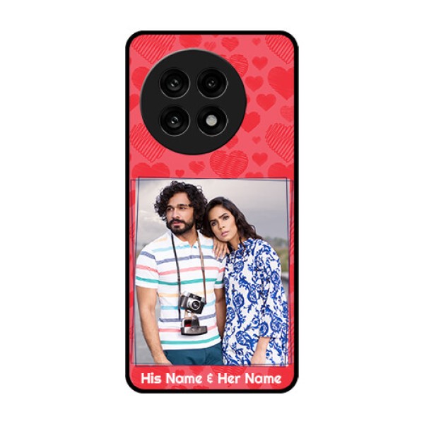 OnePlus 13R 5G Custom Glass Phone Case - With Red Heart Symbols Design OnePlus 13R 5G Custom Glass Phone Case - With Red Heart Symbols Design
