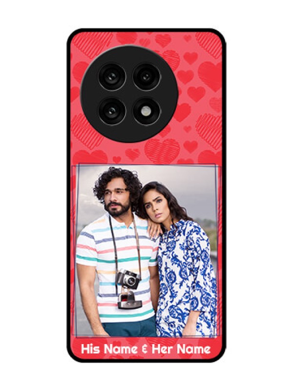 Custom OnePlus 13R 5G Custom Glass Phone Case - With Red Heart Symbols Design