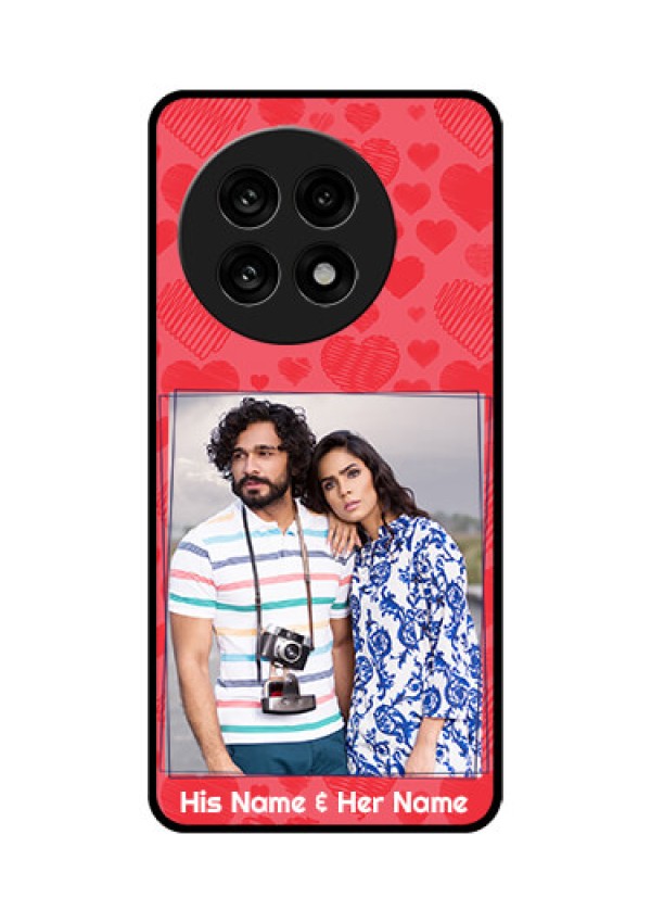 OnePlus 13R 5G Custom Glass Phone Case - With Red Heart Symbols Design