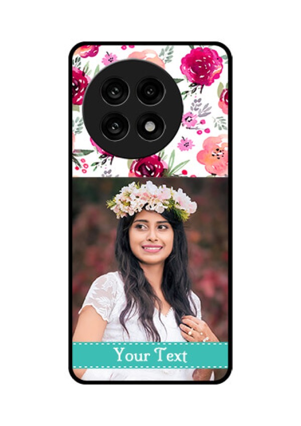 OnePlus 13R 5G Custom Glass Phone Case - Water Colors Floral Design