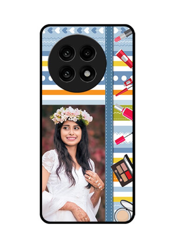 OnePlus 13R 5G Custom Glass Phone Case - Makeup Icons Design