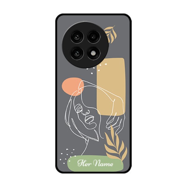 OnePlus 13R 5G Custom Glass Phone Case - Gazing Woman Line Art Design OnePlus 13R 5G Custom Glass Phone Case - Gazing Woman Line Art Design